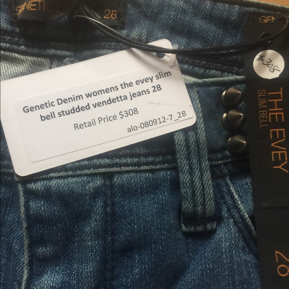 Genetic Denim Y2K Flare Studded Jeans Edgy NWT Size 28